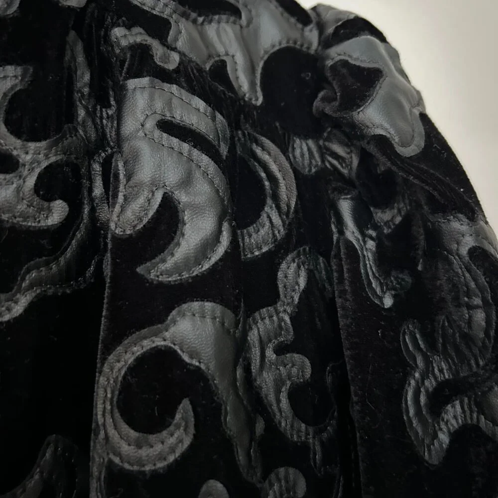 Zara Velvet Baroque/Gothic Appliqué Blouse with Funnel Neck Detail SZ XS - Picture 4 of 8